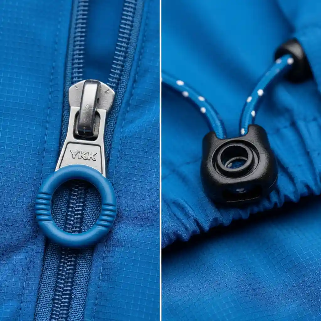 Detail — Zipper & Cord Lock